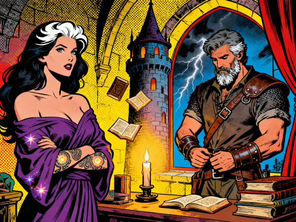 Seedream V4 — A Night in the Sorceress's Tower — Pop Art