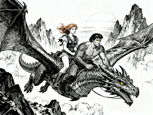 Seedream V4 — Dragonrider at Dawn — Pulp Ink