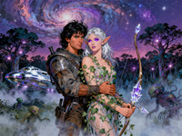 Seedream V4 generated image for Fantasy Romance in the Whispering Grove - Retro Sci-Fi