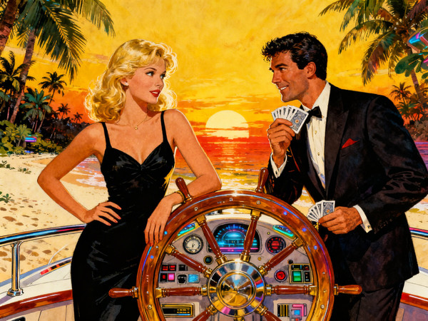 Seedream V4 — Luxury Yacht Romance — Retro Sci-Fi
