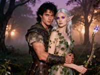 Seedream V4 generated image for Fantasy Romance in the Whispering Grove - Retro