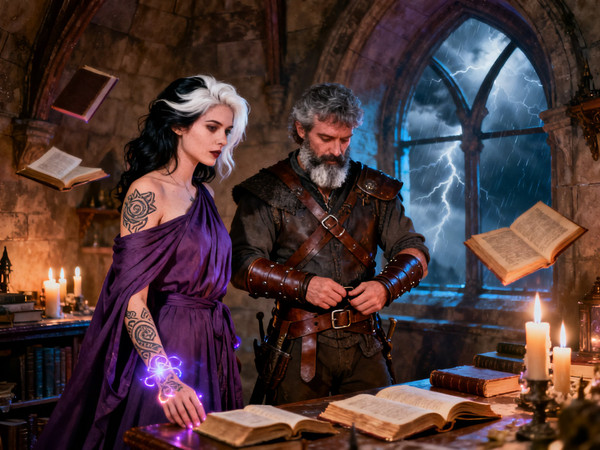 Seedream V4 — A Night in the Sorceress's Tower — Retro