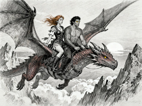 Seedream V4 — Dragonrider at Dawn — Sketch