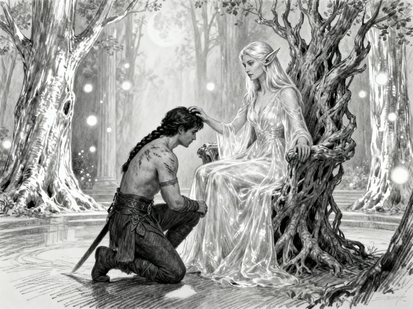 Seedream V4 — The Elven Queen's Champion — Sketch