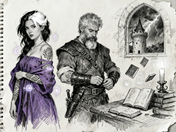 Seedream V4 — A Night in the Sorceress's Tower — Sketch
