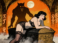 Seedream V4 — Moonlit Horror-Erotica Blend — Vintage Poster