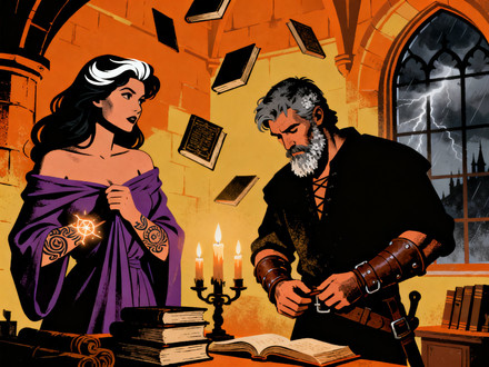 A Night in the Sorceress's Tower — Vintage Poster — Seedream V4