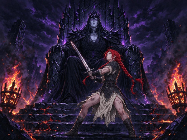 Seedream 5.0 Flash — The Shieldmaiden and the Dark Lord — Anime