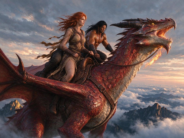 Seedream 5.0 Flash — Dragonrider at Dawn — Digital Art