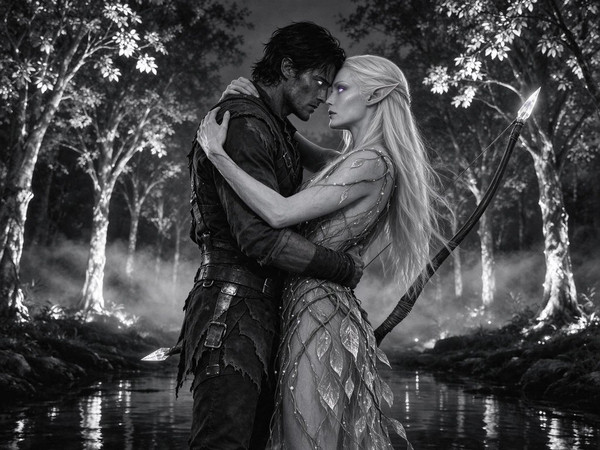 Seedream 5.0 Flash — Fantasy Romance in the Whispering Grove — Film Noir