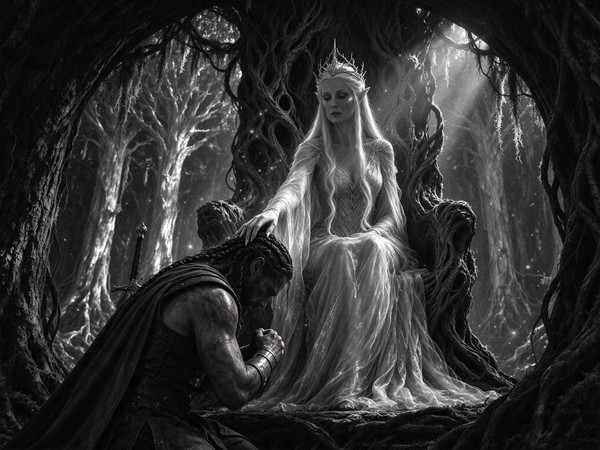 Seedream 5.0 Flash — The Elven Queen's Champion — Film Noir