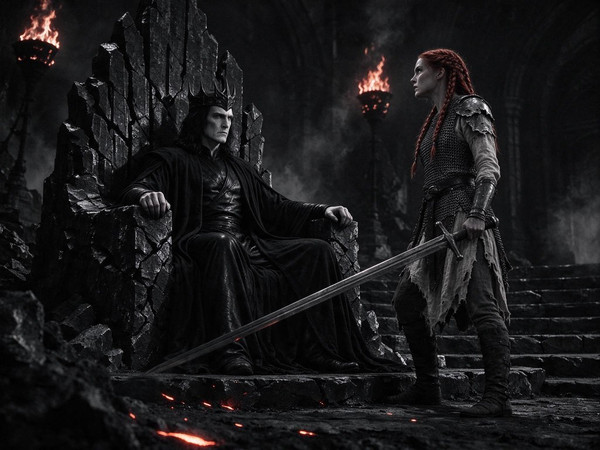 Seedream 5.0 Flash — The Shieldmaiden and the Dark Lord — Film Noir