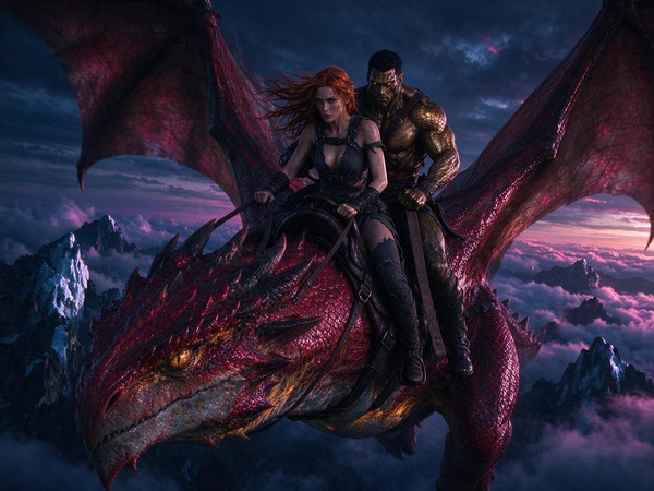 Seedream 5.0 Flash — Dragonrider at Dawn — Neo Noir