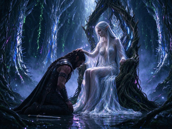 Seedream 5.0 Flash — The Elven Queen's Champion — Neo Noir