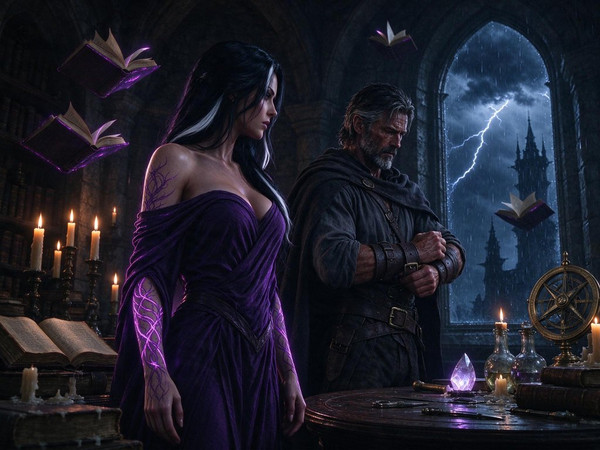 Seedream 5.0 Flash — A Night in the Sorceress's Tower — Neo Noir