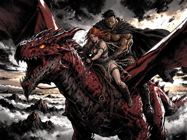 Seedream 5.0 Flash — Dragonrider at Dawn — Noir Comic