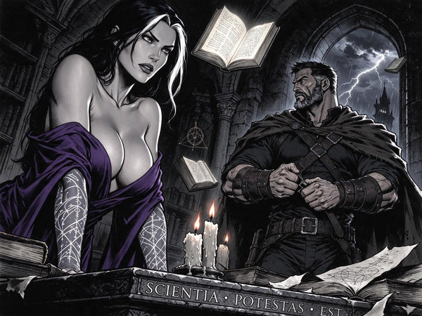 Seedream 5.0 Flash — A Night in the Sorceress's Tower — Noir Comic