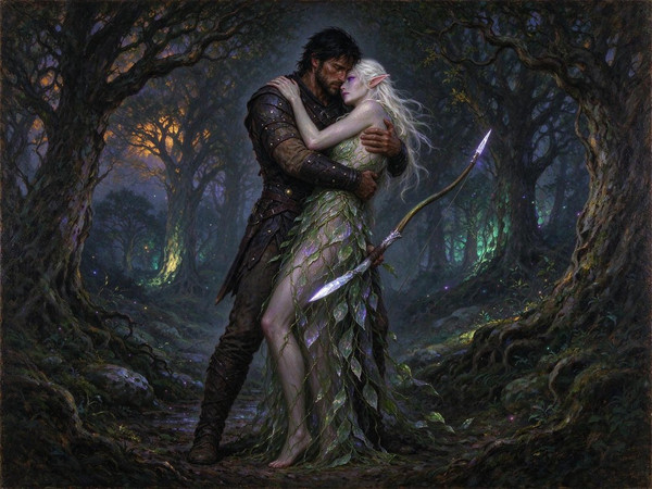 Seedream 5.0 Flash — Fantasy Romance in the Whispering Grove — Oil Painting