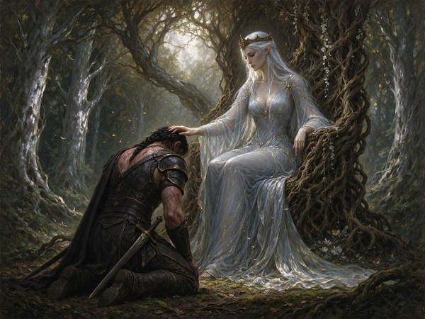 Seedream 5.0 Flash — The Elven Queen's Champion — Oil Painting
