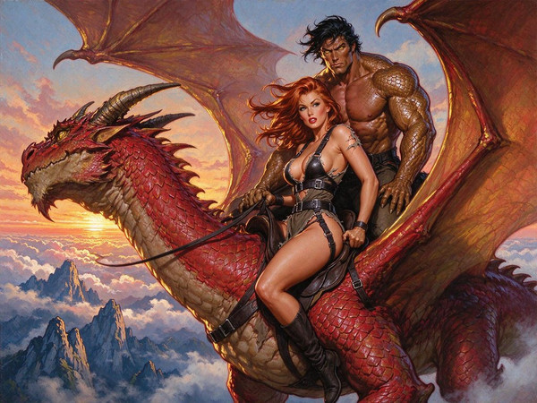 Seedream 5.0 Flash — Dragonrider at Dawn — Pin-Up