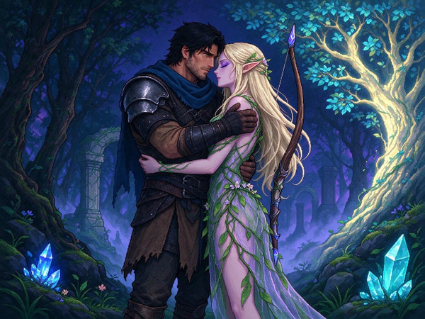 Seedream 5.0 Flash — Fantasy Romance in the Whispering Grove — Pixel Art