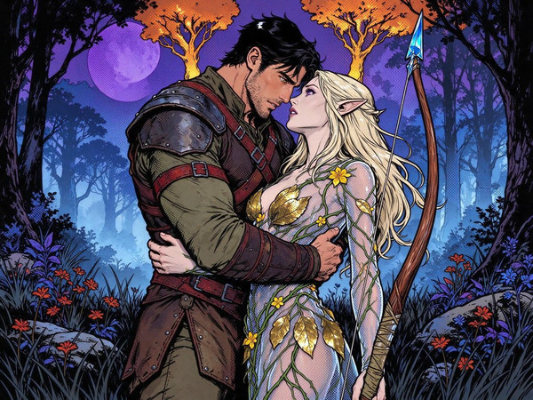 Seedream 5.0 Flash — Fantasy Romance in the Whispering Grove — Pop Art