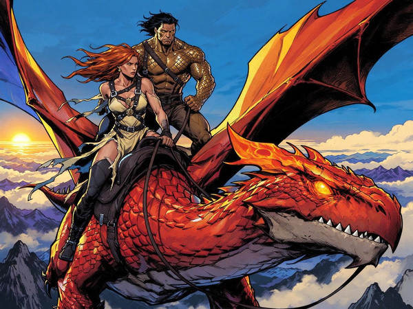Seedream 5.0 Flash — Dragonrider at Dawn — Pop Art
