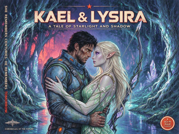Seedream 5.0 Flash — Fantasy Romance in the Whispering Grove — Retro Sci-Fi