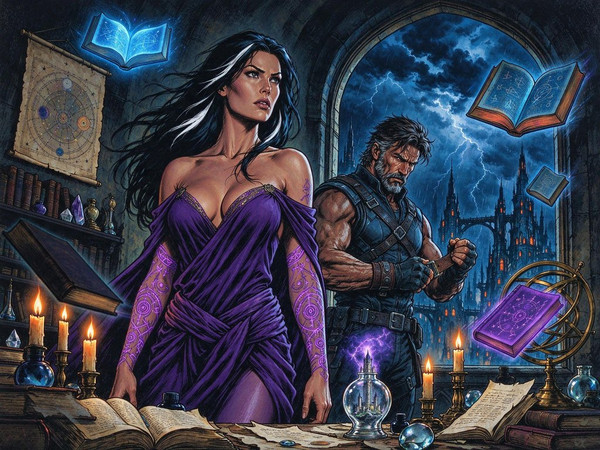 Seedream 5.0 Flash — A Night in the Sorceress's Tower — Retro Sci-Fi