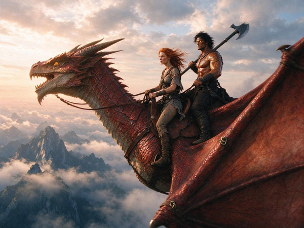 Seedream 5.0 Flash — Dragonrider at Dawn — Retro