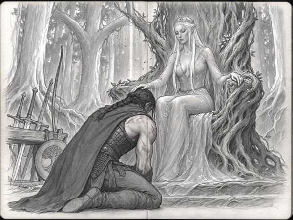 Seedream 5.0 Flash — The Elven Queen's Champion — Sketch