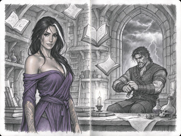Seedream 5.0 Flash — A Night in the Sorceress's Tower — Sketch