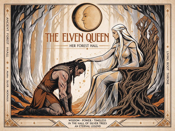 Seedream 5.0 Flash — The Elven Queen's Champion — Vintage Poster