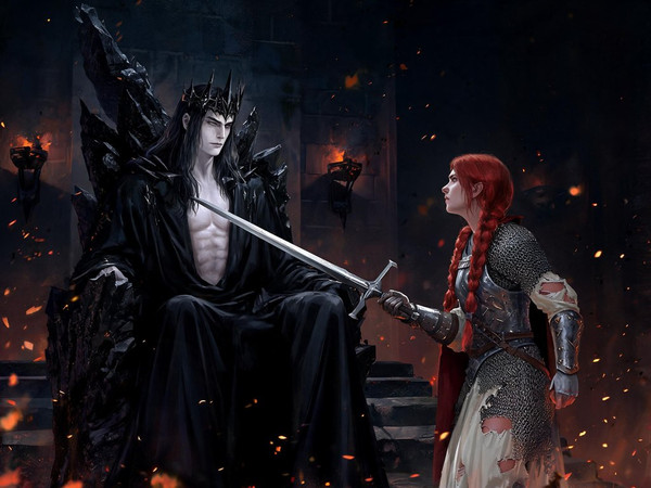 Seedream V5 Lite (NSFW) — The Shieldmaiden and the Dark Lord — Digital Art