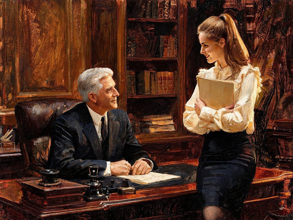 Seedream V5 Lite (NSFW) — Office Heat Classics — Oil Painting