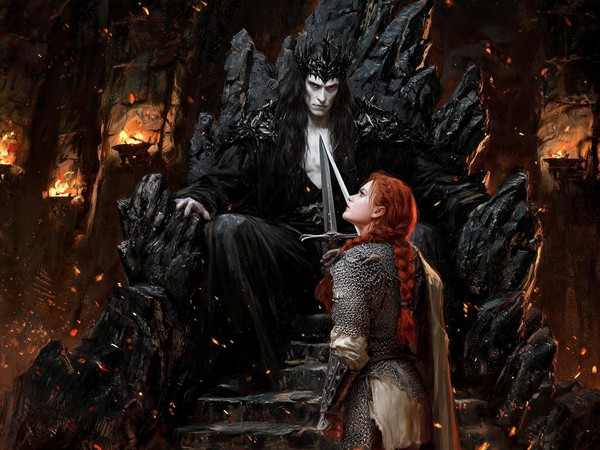 Seedream V5 Lite (NSFW) — The Shieldmaiden and the Dark Lord — Oil Painting