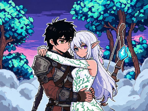 Seedream V5 Lite (NSFW) — Fantasy Romance in the Whispering Grove — Pixel Art