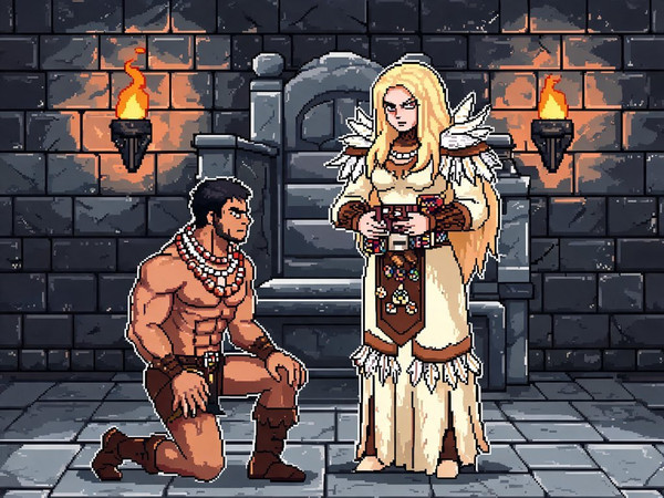 Seedream V5 Lite (NSFW) — Tribal Guardian's Desire — Pixel Art