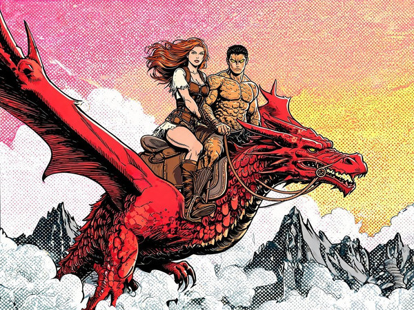 Seedream V5 Lite (NSFW) — Dragonrider at Dawn — Pop Art