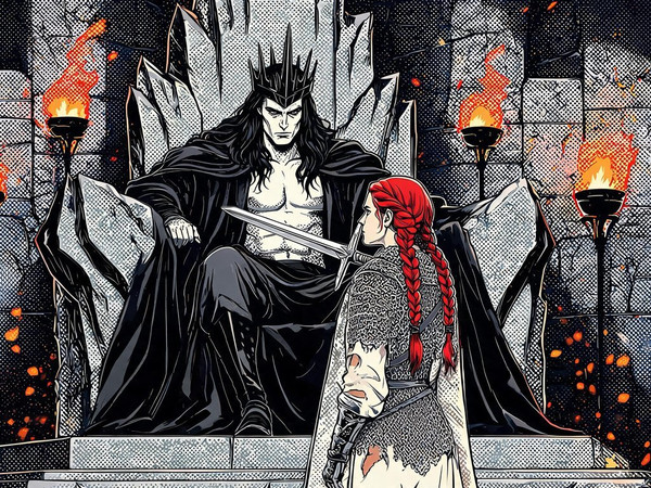 Seedream V5 Lite (NSFW) — The Shieldmaiden and the Dark Lord — Pop Art