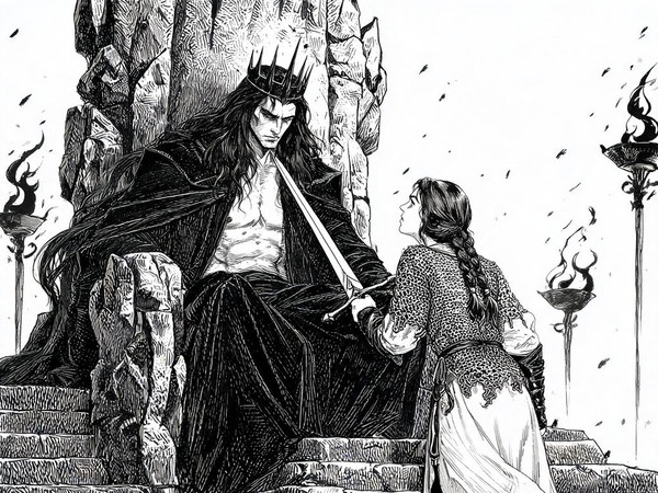 Seedream V5 Lite (NSFW) — The Shieldmaiden and the Dark Lord — Pulp Ink