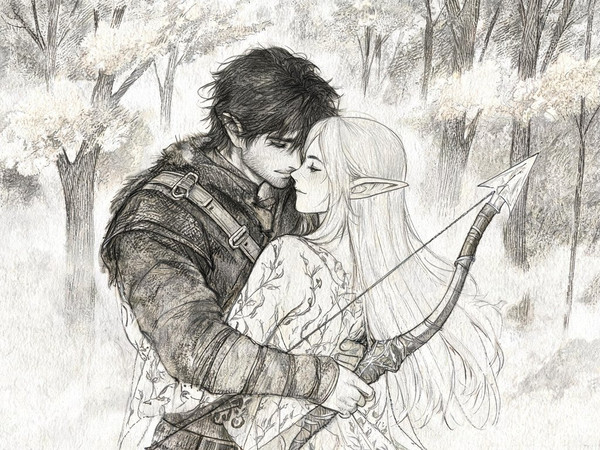 Seedream V5 Lite (NSFW) — Fantasy Romance in the Whispering Grove — Sketch