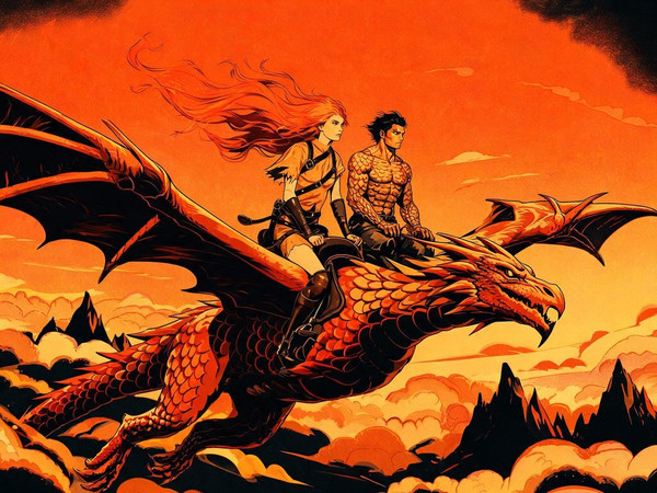 Seedream V5 Lite (NSFW) — Dragonrider at Dawn — Vintage Poster