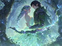 Stable Diffusion V35 Medium generated image for Fantasy Romance in the Whispering Grove - Anime