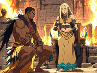 Stable Diffusion V35 Medium generated image for Tribal Guardian's Desire - Anime