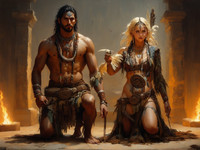 Stable Diffusion V35 Medium generated image for Tribal Guardian's Desire - Digital Art