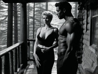 Stable Diffusion V35 Medium generated image for Cabin in the Woods - Film Noir