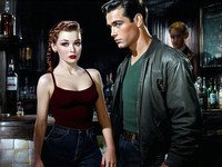 Stable Diffusion V35 Medium generated image for Speakeasy Hidden Tension - Film Noir