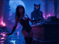 Stable Diffusion V35 Medium generated image for Moonlit Horror-Erotica Blend - Neo Noir