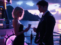 Stable Diffusion V35 Medium generated image for Luxury Yacht Romance - Neo Noir